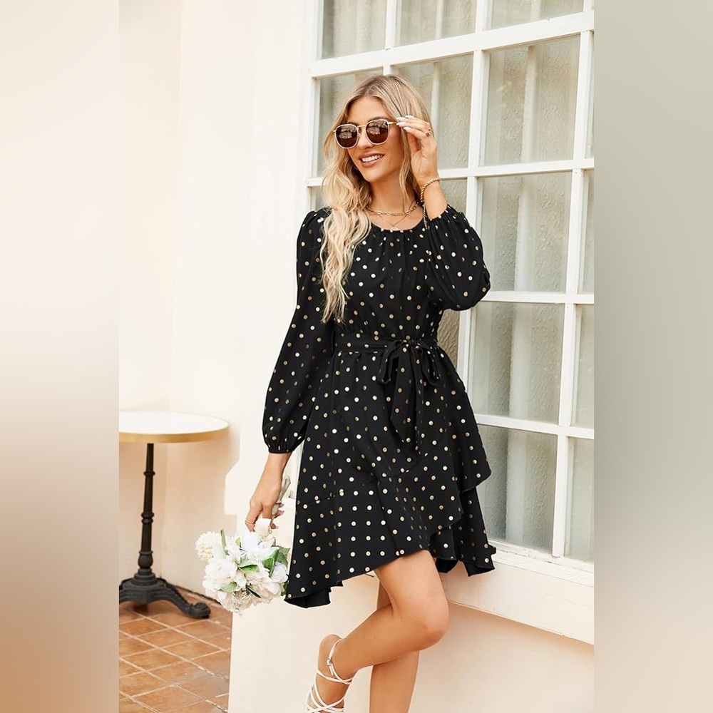 ***BRAND NEW*** H&M Black & White Polka Dot Tie Dress